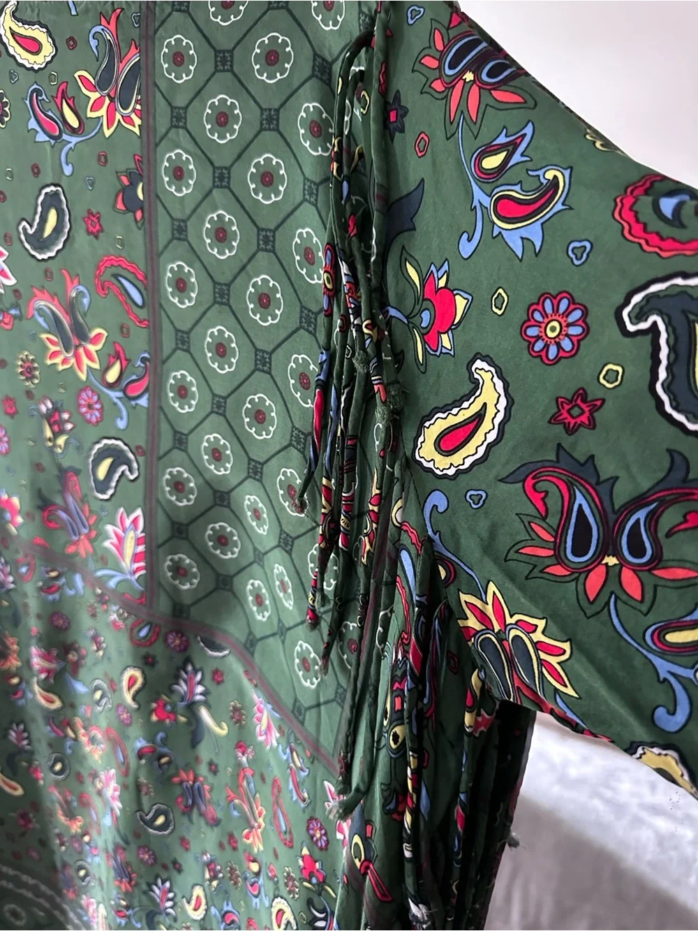 Zara Woman Green Floral Print dress with Pink Accents